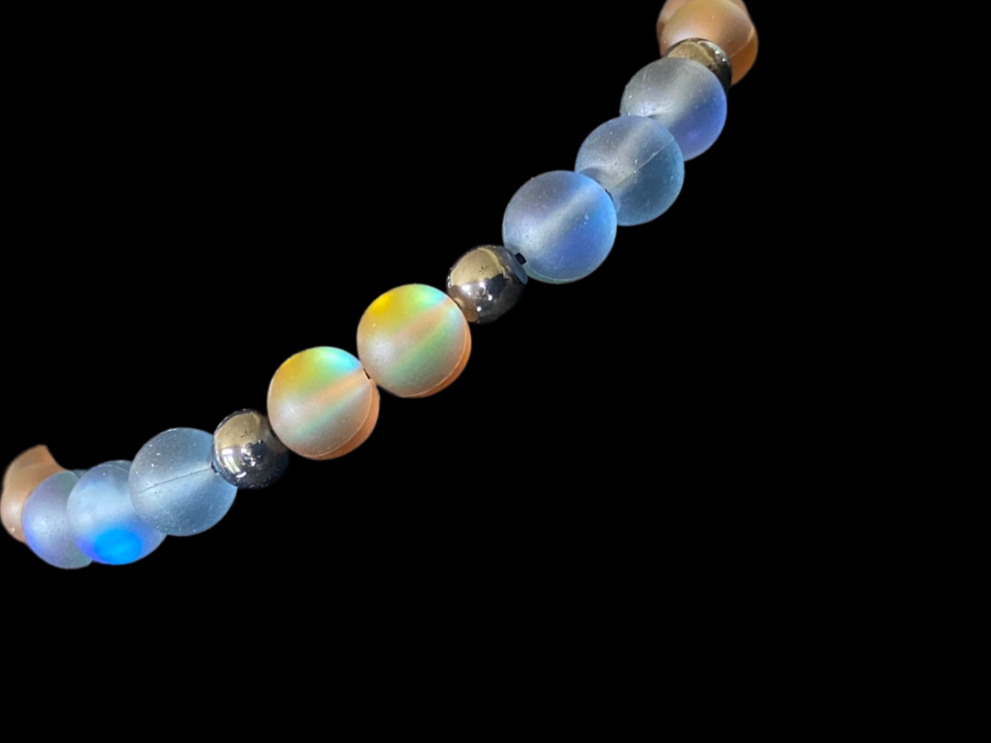Beaded Bracelet - Aurora Amber & Dusty Blue