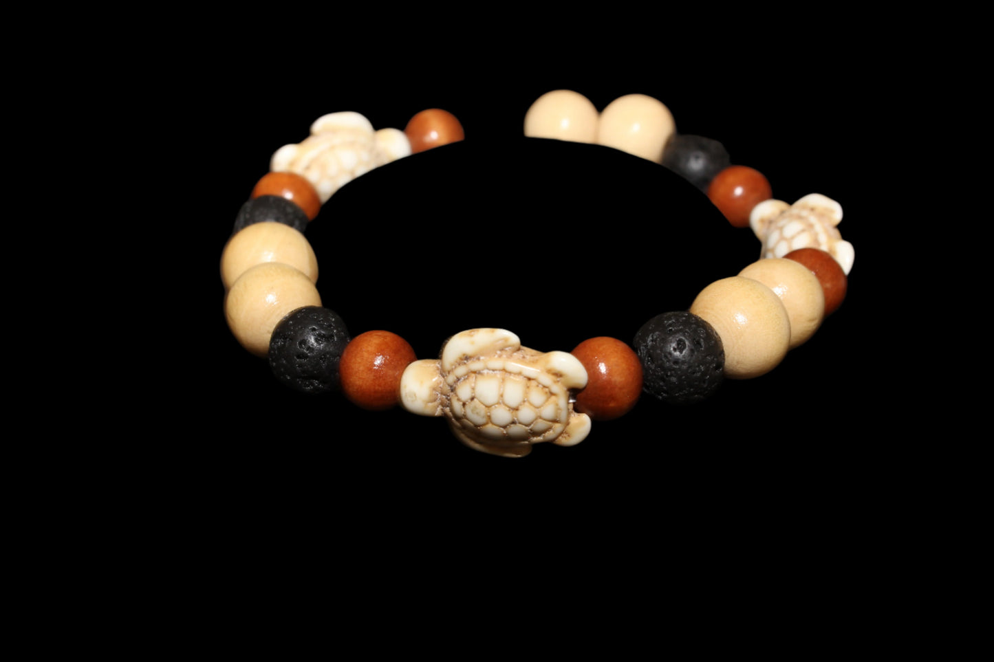 Lava Bead Bracelet - Earthy Sea Turtles
