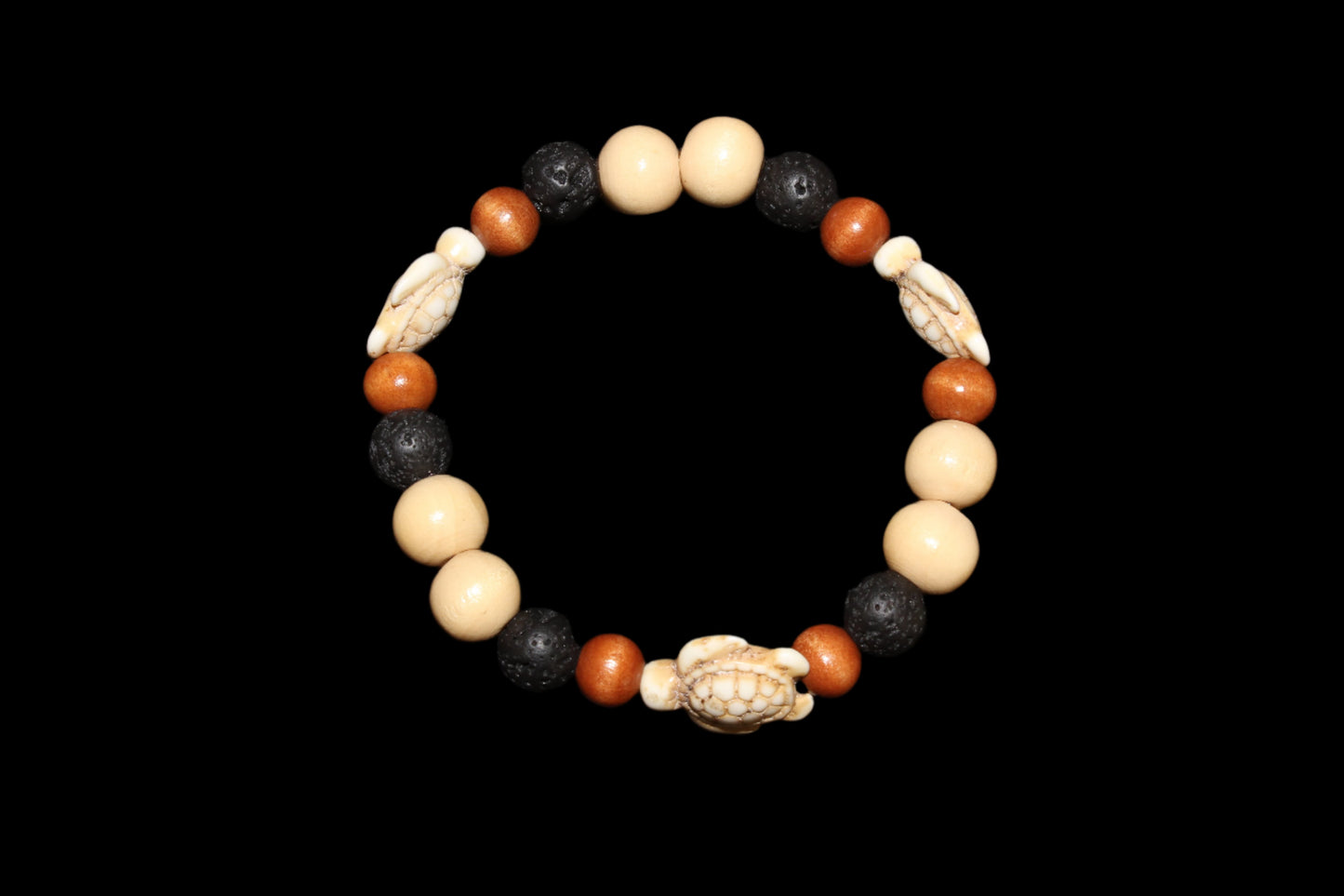 Lava Bead Bracelet - Earthy Sea Turtles