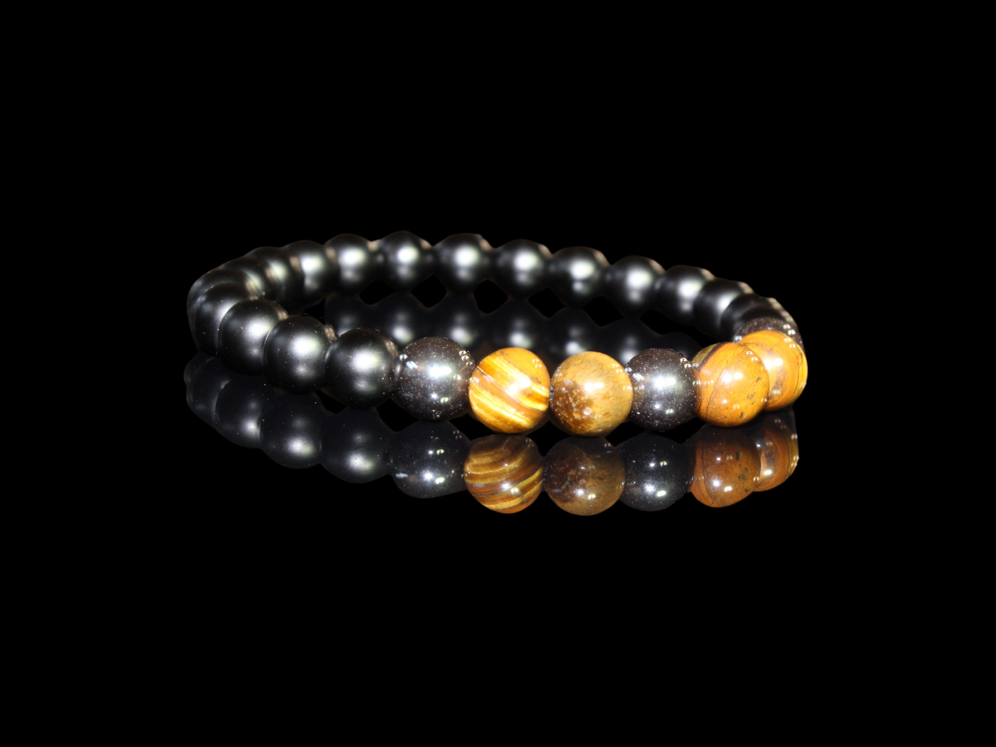 Beaded Bracelet - Tiger Eye, Hematite & Onyx
