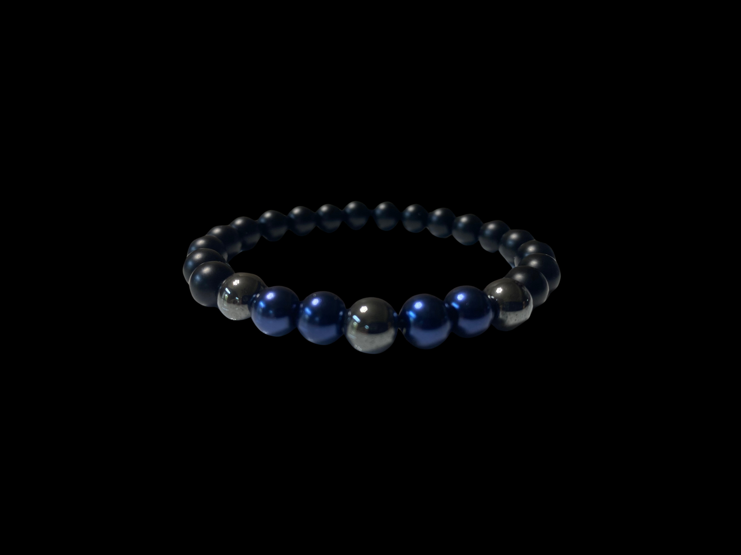 Beaded Bracelet - Onyx, Hematite, & Blue