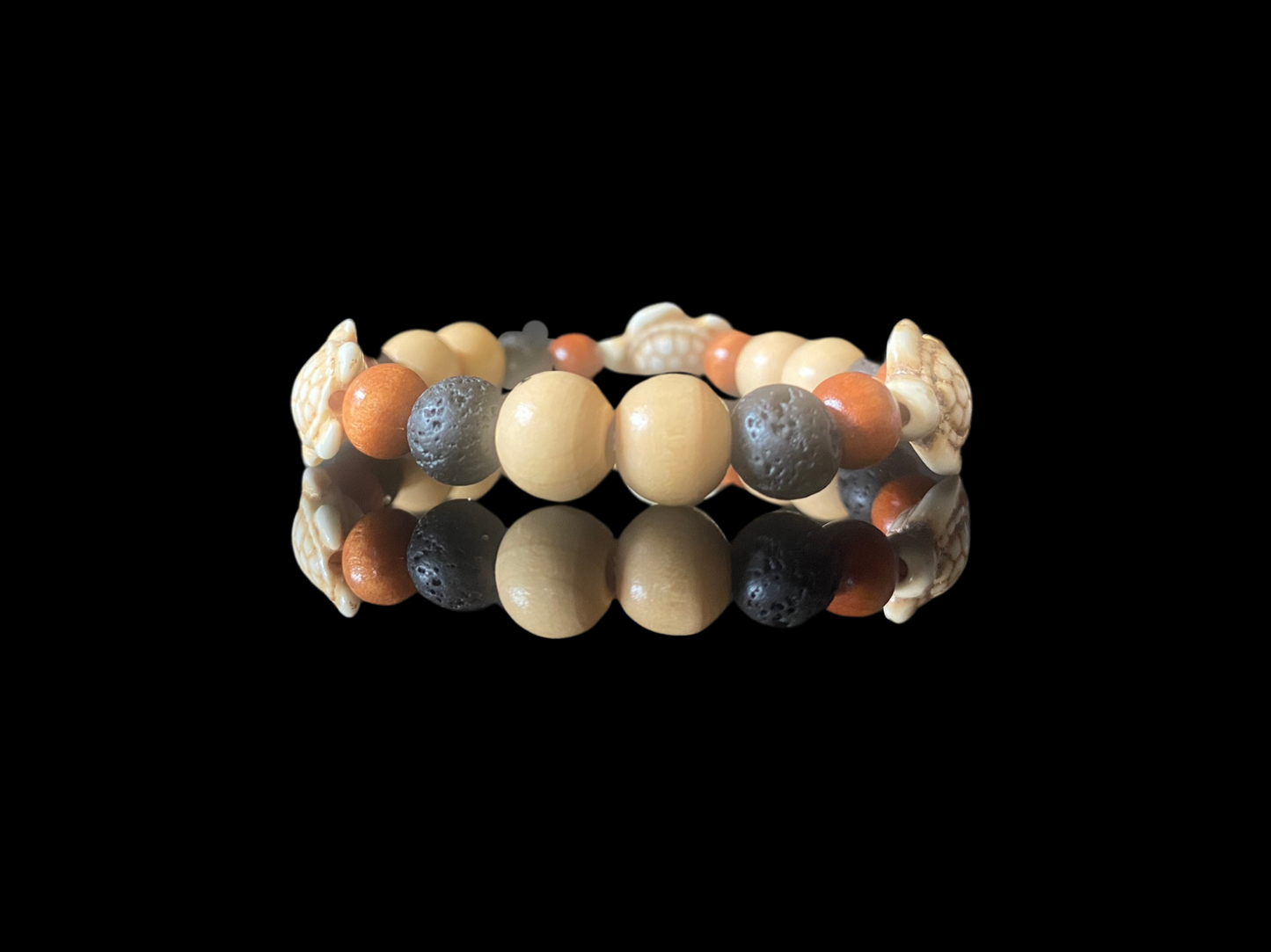Lava Bead Bracelet - Earthy Sea Turtles