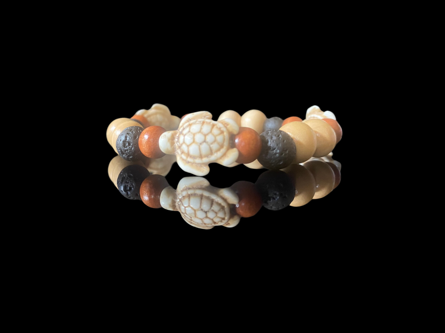 Lava Bead Bracelet - Earthy Sea Turtles
