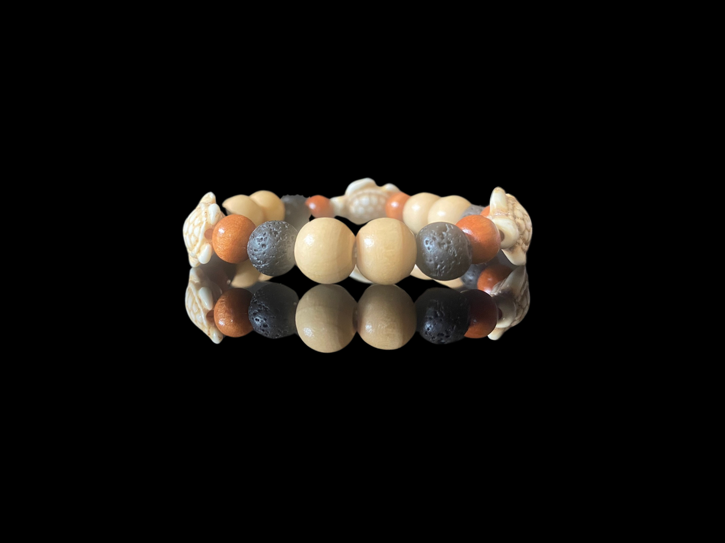 Lava Bead Bracelet - Earthy Sea Turtles