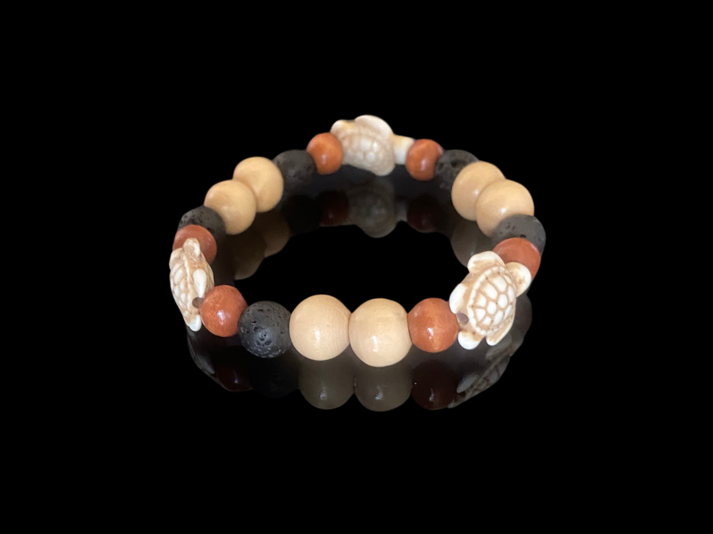 Lava Bead Bracelet - Earthy Sea Turtles