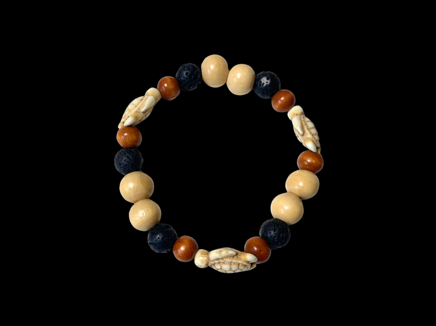 Lava Bead Bracelet - Earthy Sea Turtles