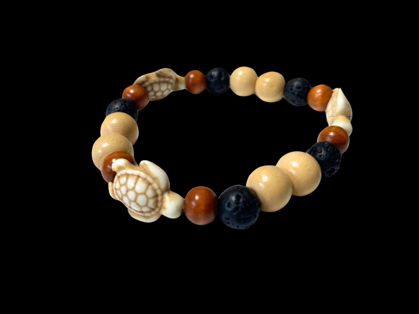 Lava Bead Bracelet - Earthy Sea Turtles