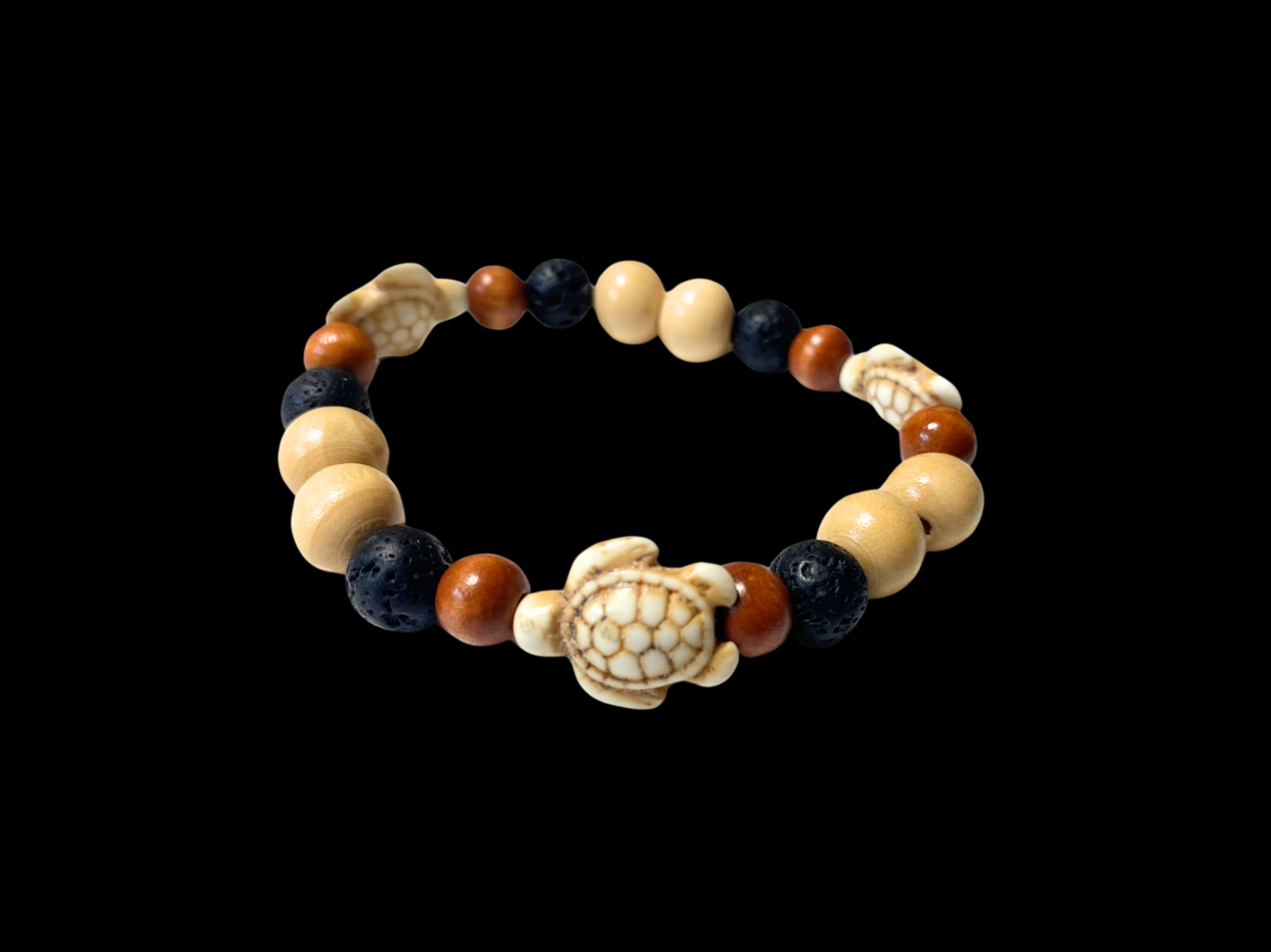 Lava Bead Bracelet - Earthy Sea Turtles