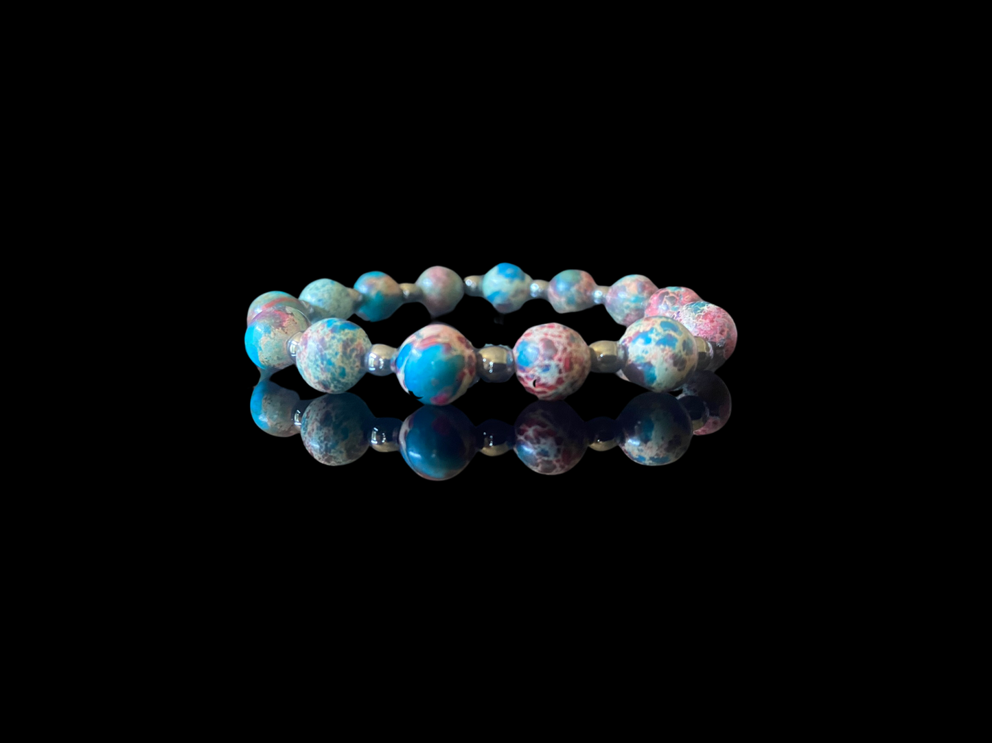 Beaded Bracelet - Blue Imperial Jasper & Hematite
