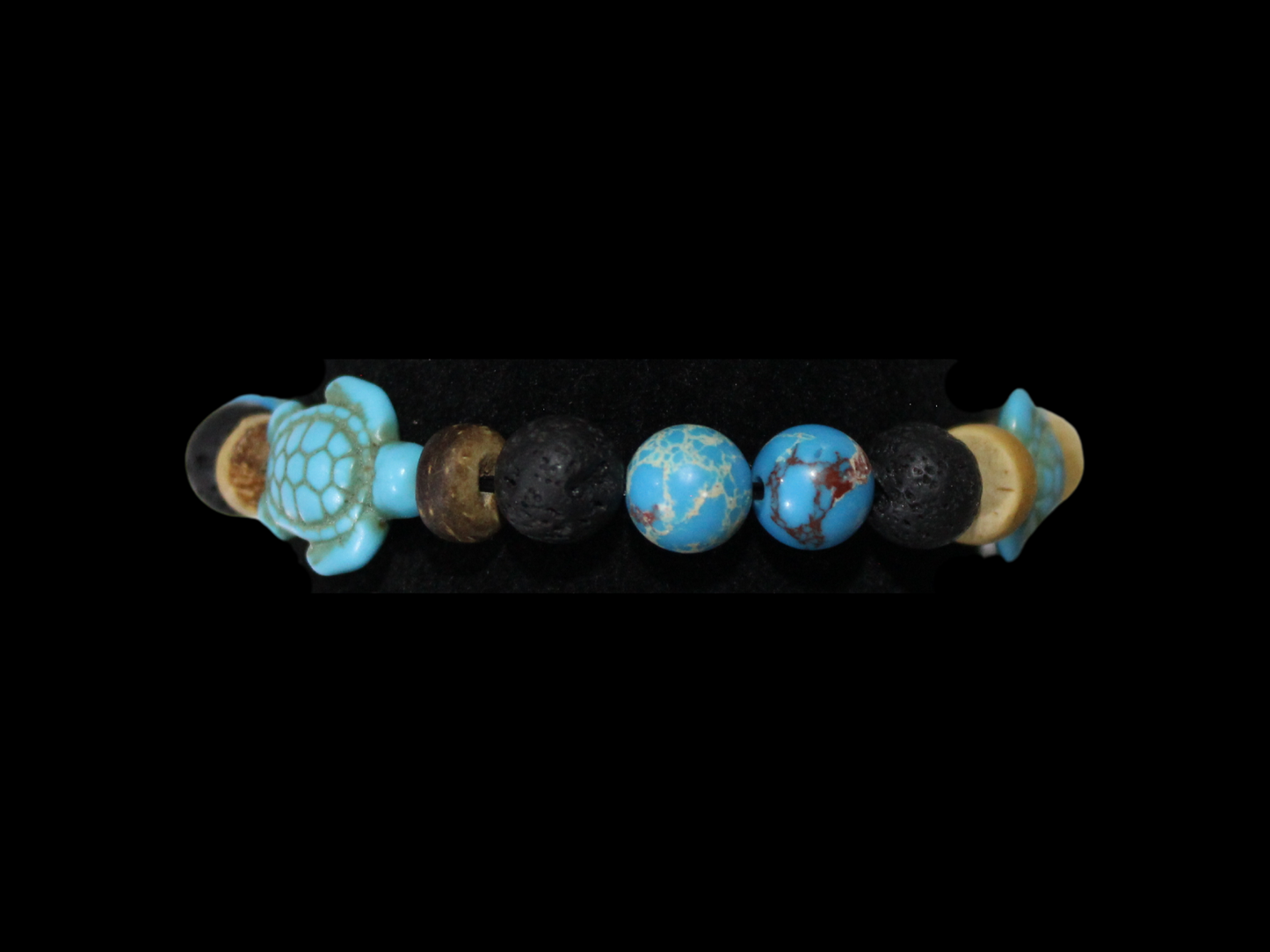 Lava Bead Bracelet - Turquoise Sea Turtles