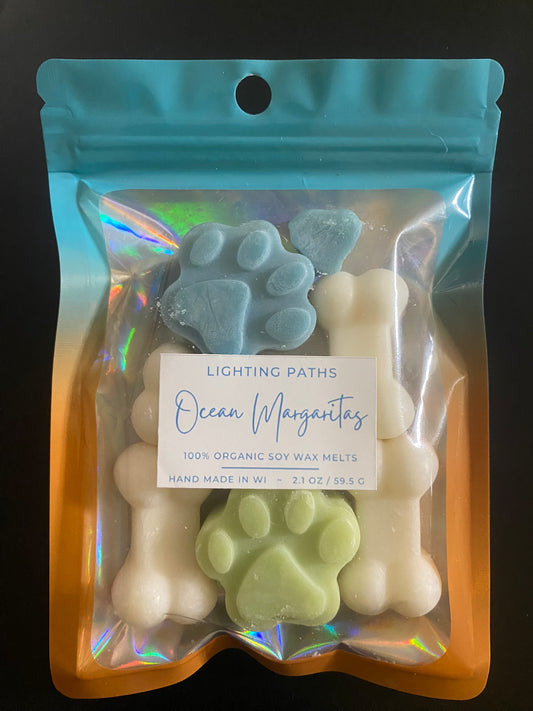 Ocean Margaritas - Dog paws (blue & lime green) & Bones & blue heart