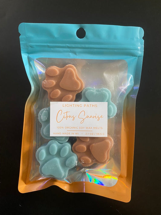 Citrus Sunrise - Dog Paws (teal & brown)