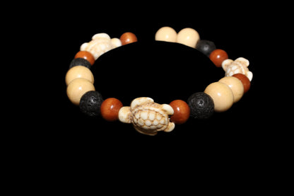 Lava Bead Bracelet - Earthy Sea Turtles