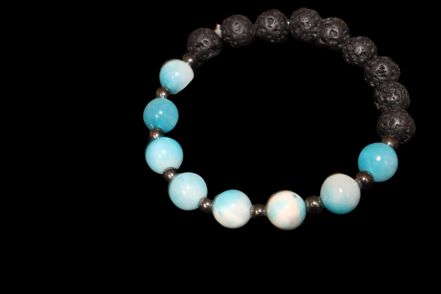 Lava Bead Bracelet - Ocean Jade