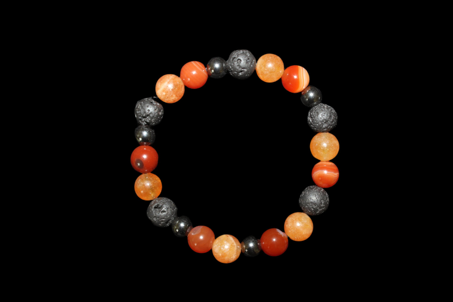 Lava Bead Bracelet - Red Carnelian Sunstone