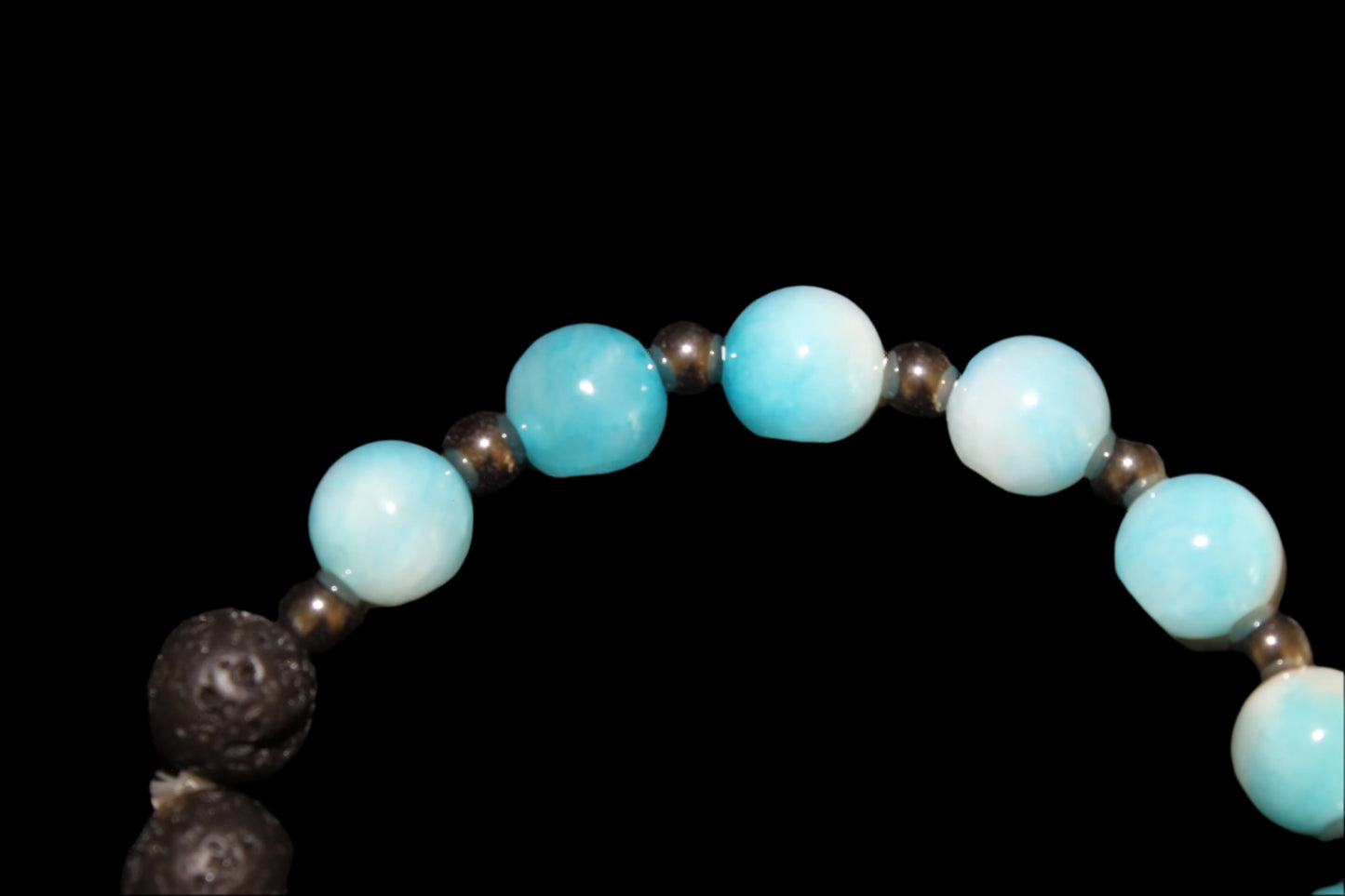 Lava Bead Bracelet - Ocean Jade