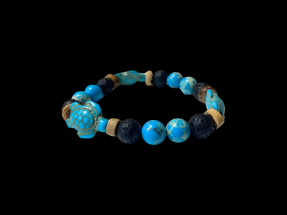 Lava Bead Bracelet - Turquoise Sea Turtles