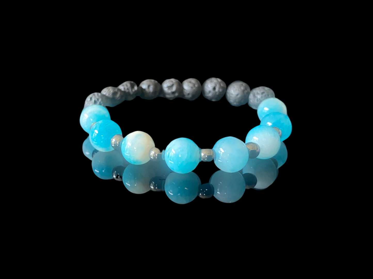 Lava Bead Bracelet - Ocean Jade