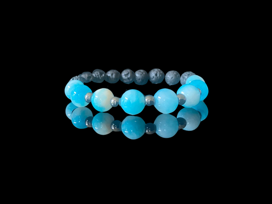 Lava Bead Bracelet - Ocean Jade