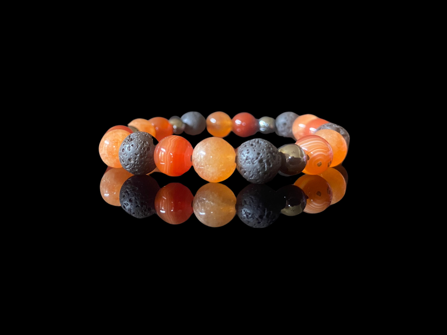 Lava Bead Bracelet - Red Carnelian Sunstone