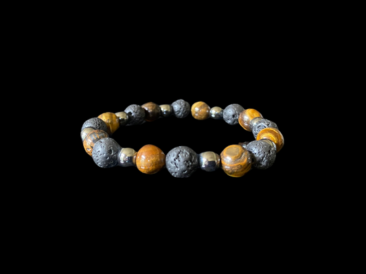 Lava Bead Bracelet - Tiger Tail